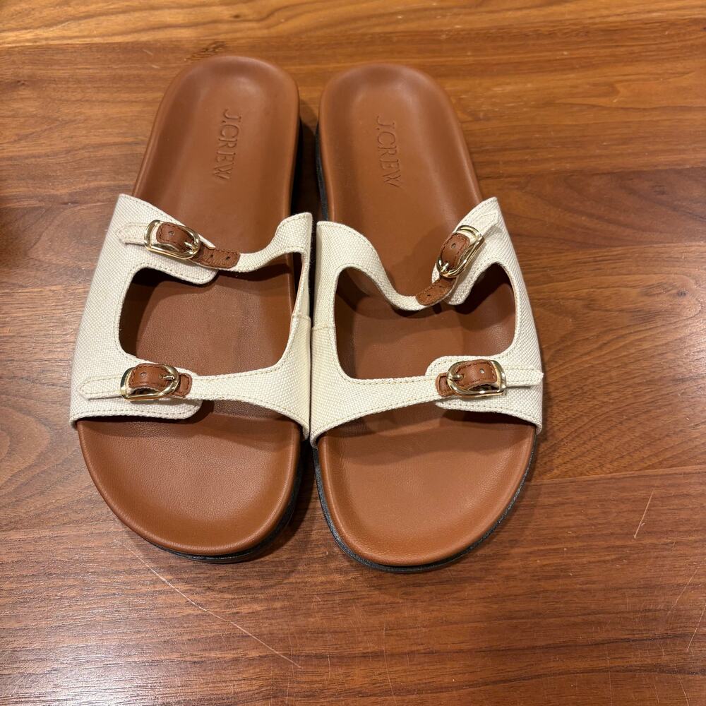 NIB Size 9 Sandals J Crew Colbie Buckle Canvas Leather